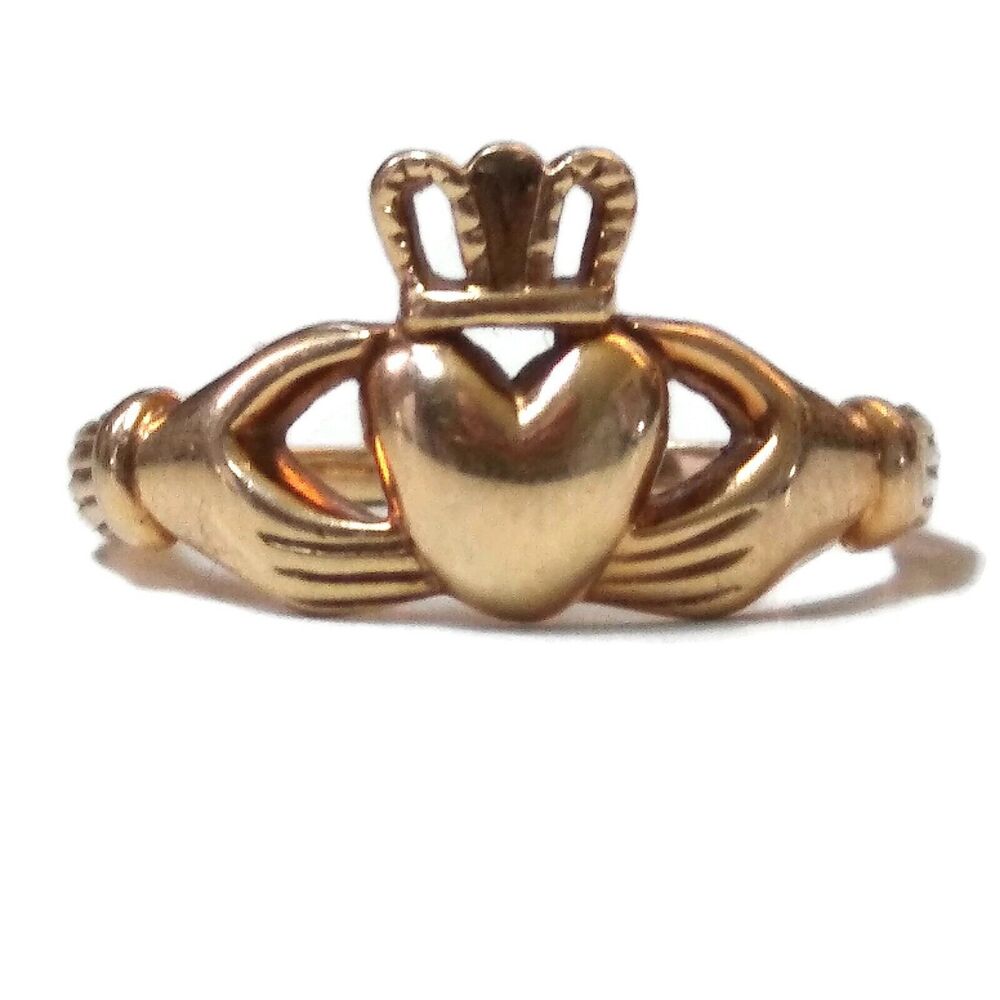 Size 6.75 10k 10KT Yellow Gold Claddagh Heart Ma Michael Anthony Ring